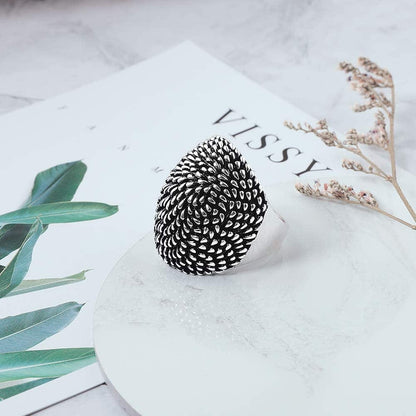 Vintage Silver Dome Statement Rings Antique Wide Ring for Women'S Band Rings