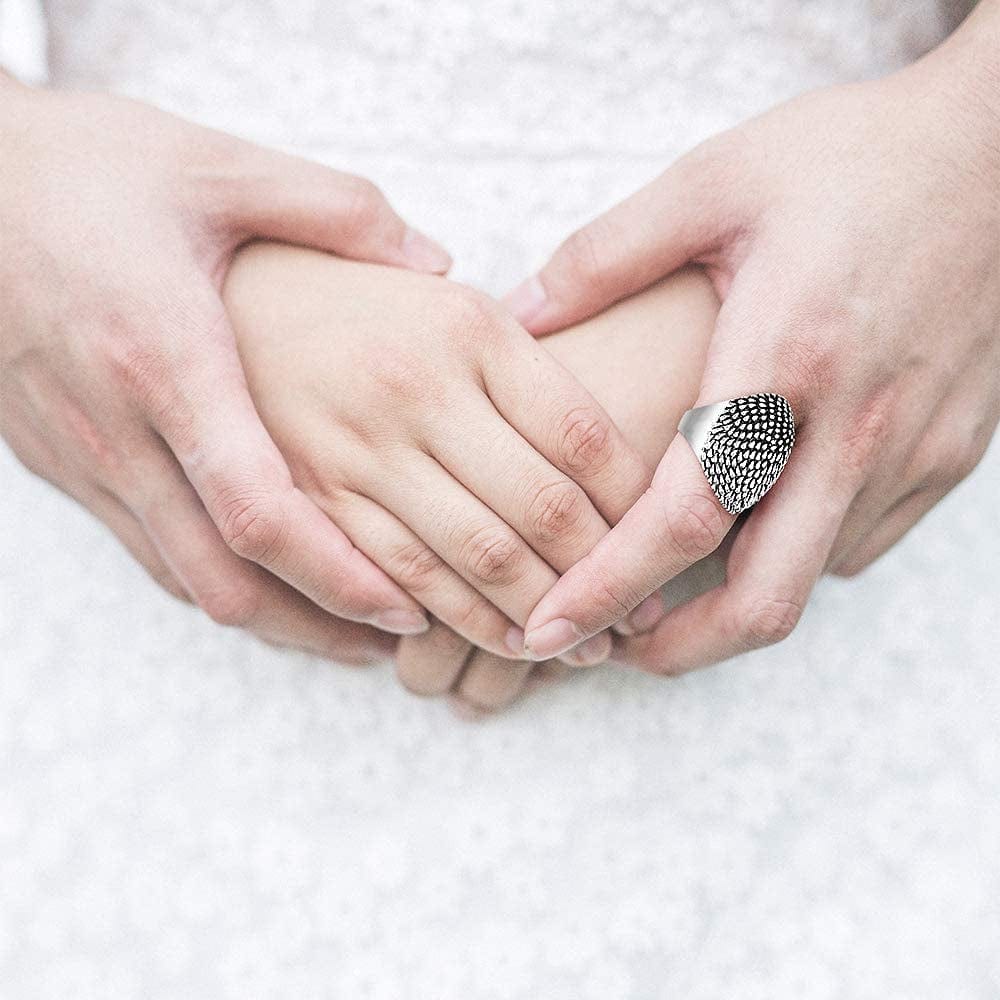 Vintage Silver Dome Statement Rings Antique Wide Ring for Women'S Band Rings