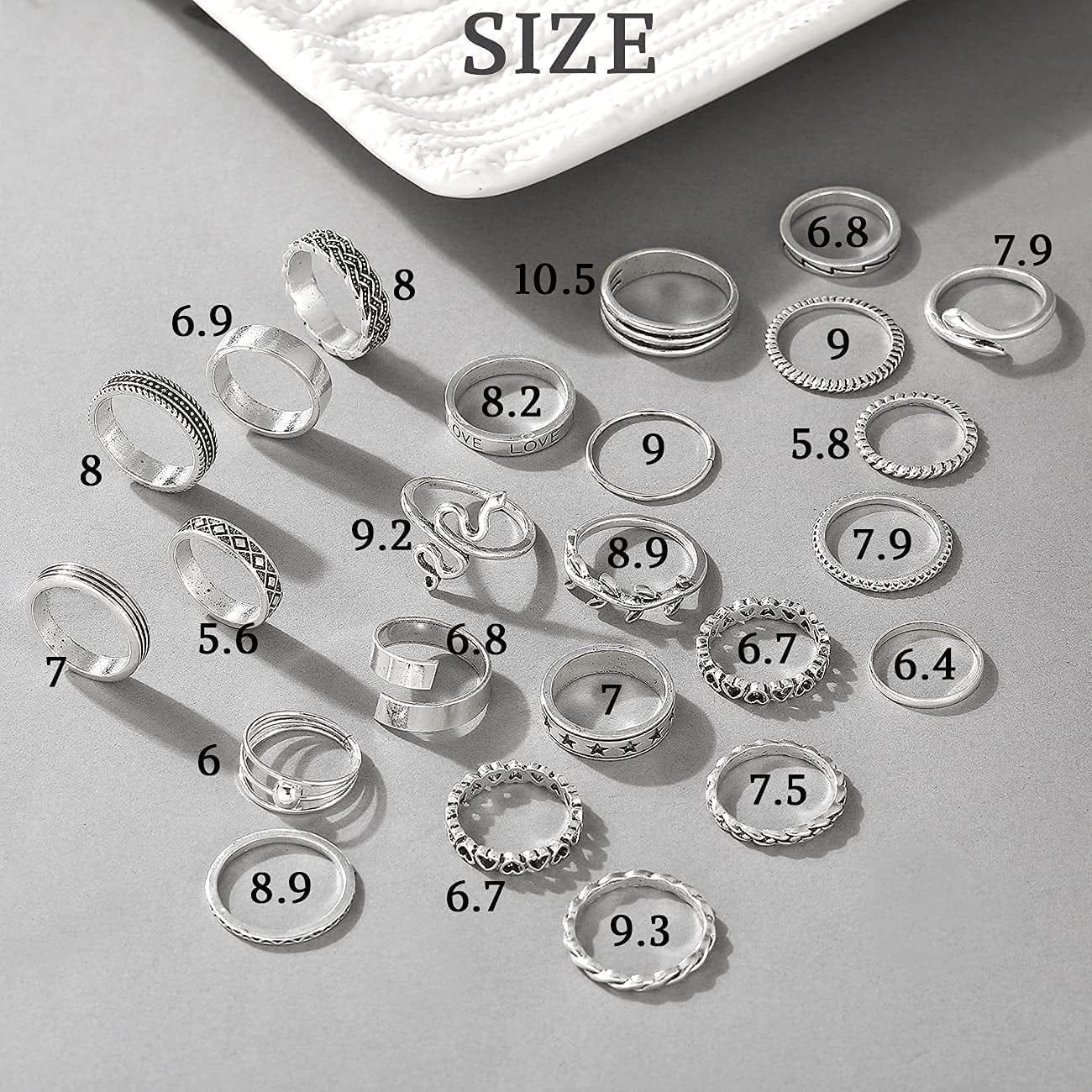 Vintage Silver Knuckle Rings Set for Women Girls, Open Stackable Midi Rings, Boho Butterfly Snake Finger Ring Pack