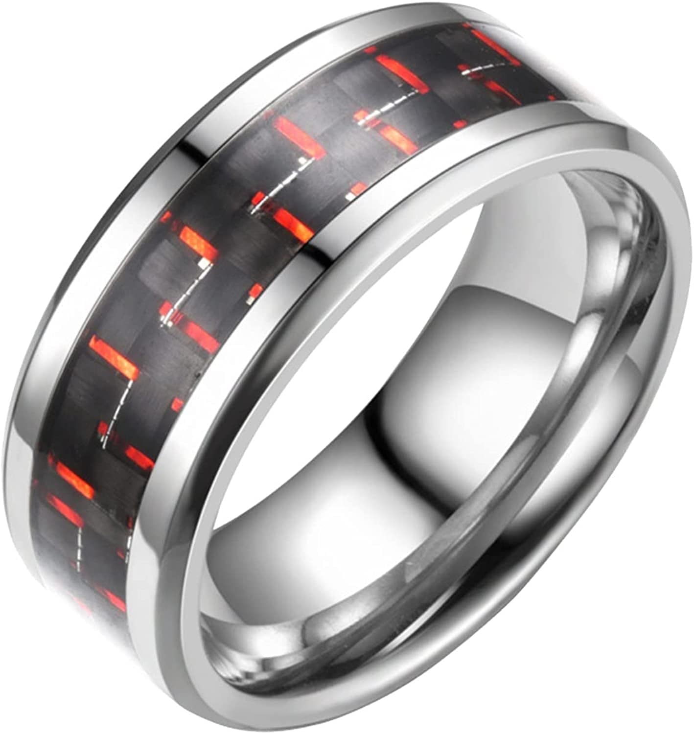 Vintage Stainless Steel Rings Band for Men Celtic- Dragon Beveled Edges Celtic-Fingering Women Rings Wedding Band Ring , Size 6-12 Red-A / 9