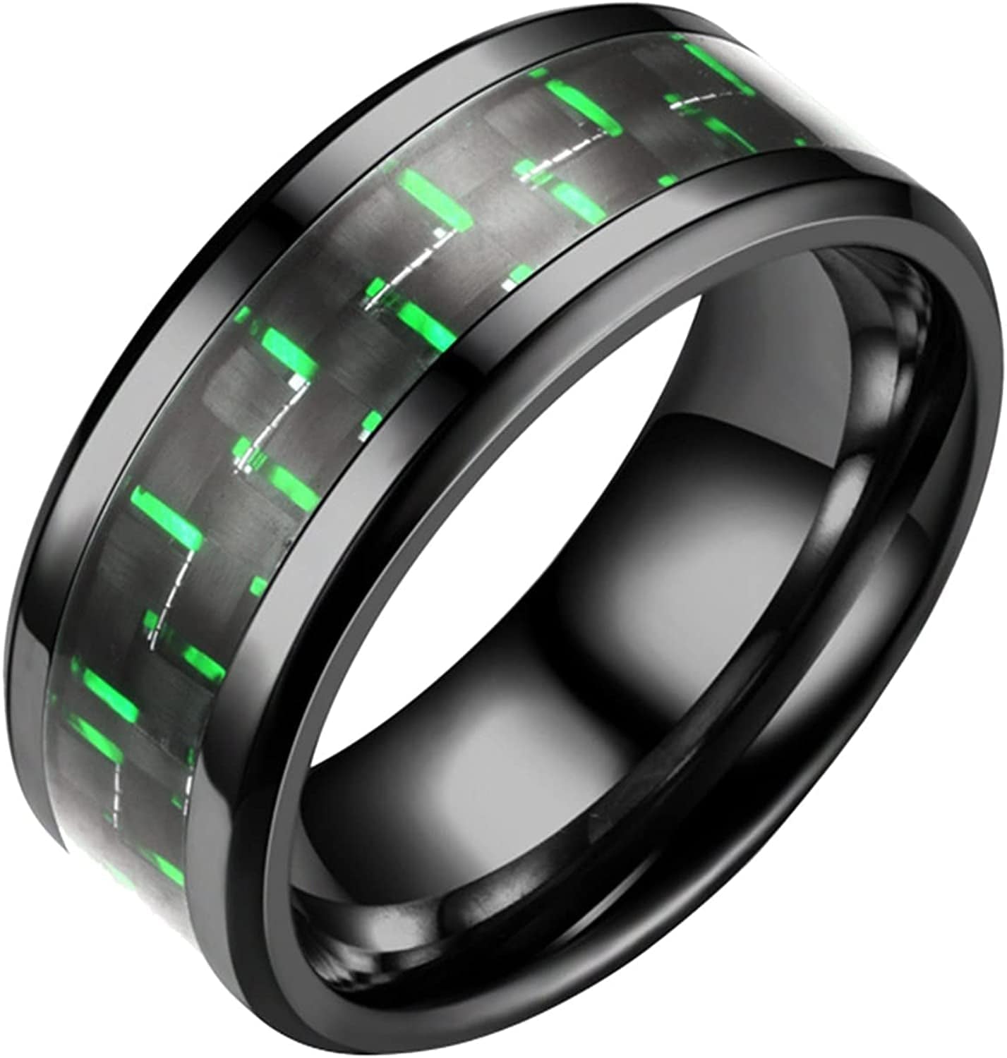 Vintage Stainless Steel Rings Band for Men Celtic- Dragon Beveled Edges Celtic-Fingering Women Rings Wedding Band Ring , Size 6-12 Green-b / 11