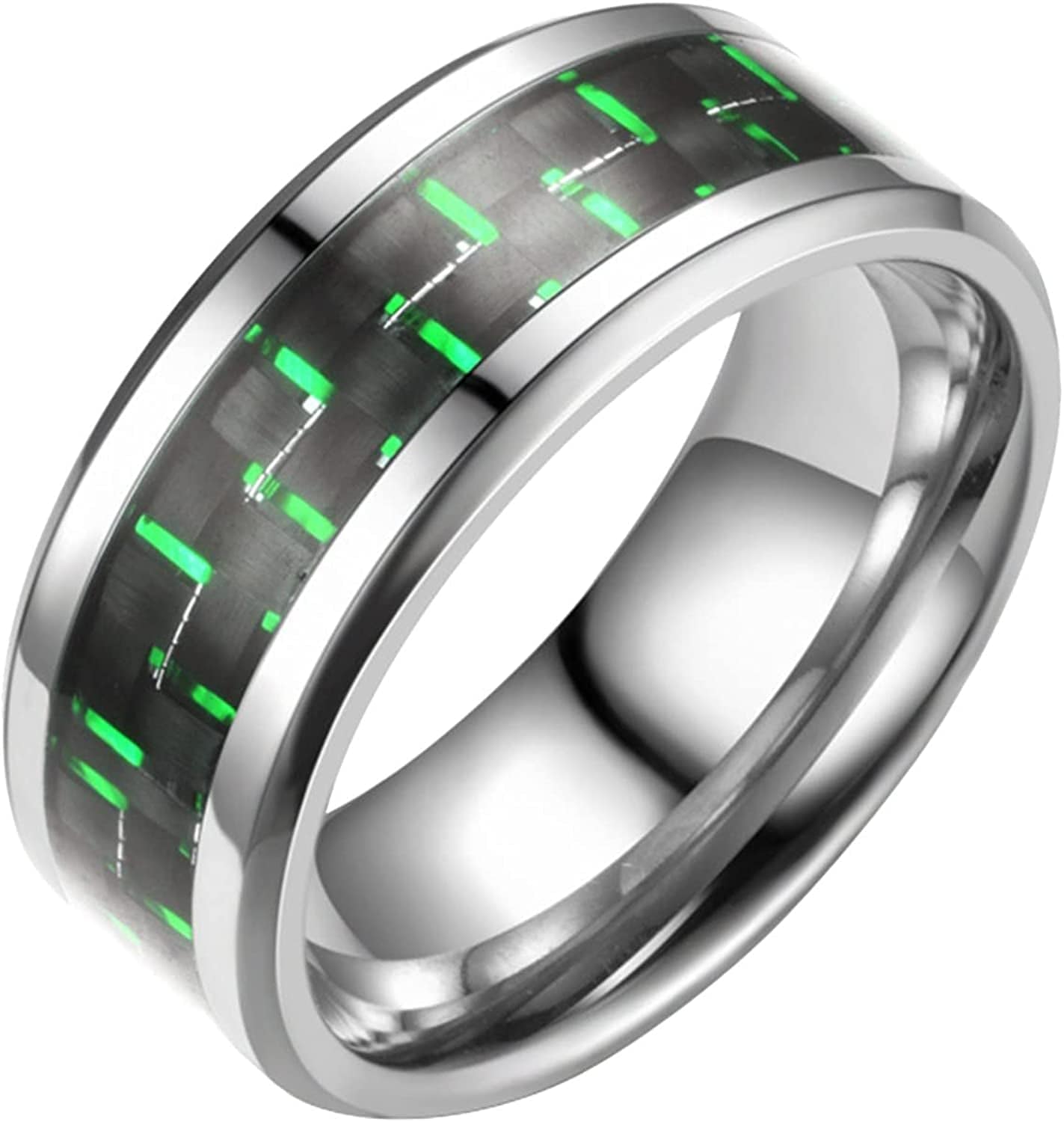 Vintage Stainless Steel Rings Band for Men Celtic- Dragon Beveled Edges Celtic-Fingering Women Rings Wedding Band Ring , Size 6-12 Green-A / 12