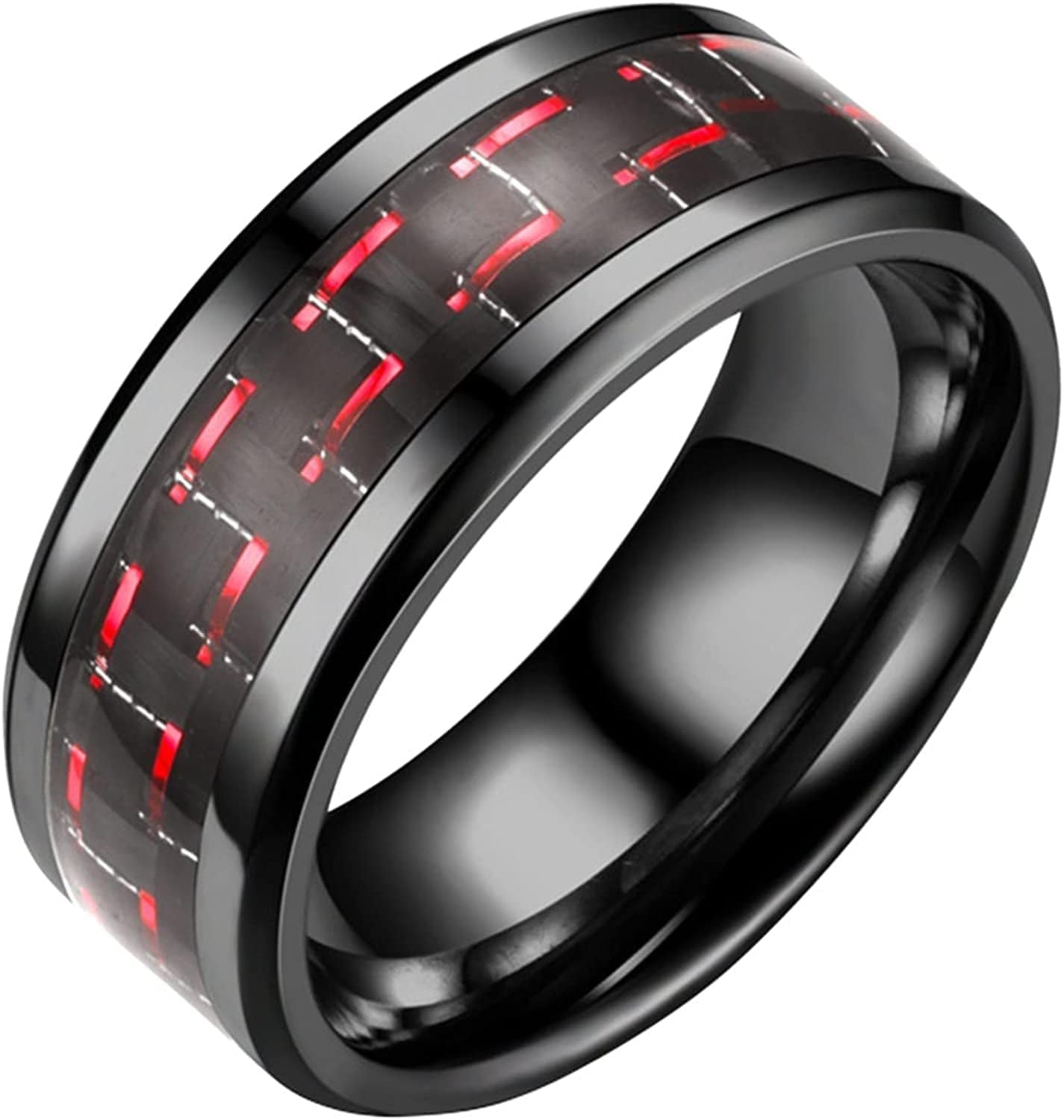 Vintage Stainless Steel Rings Band for Men Celtic- Dragon Beveled Edges Celtic-Fingering Women Rings Wedding Band Ring , Size 6-12 Red-b / 11