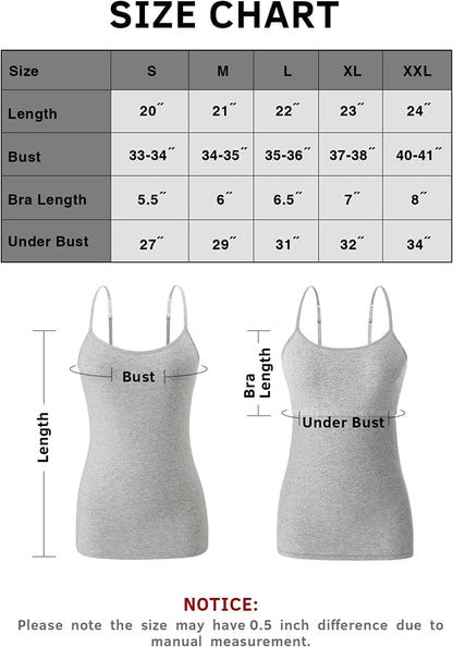 Vislivin Womens Cotton Camisole Adjustable Strap Tank Tops with Shelf Bra Stretch Undershirts