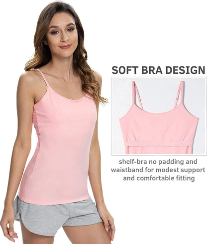Vislivin Womens Cotton Camisole Adjustable Strap Tank Tops with Shelf Bra Stretch Undershirts
