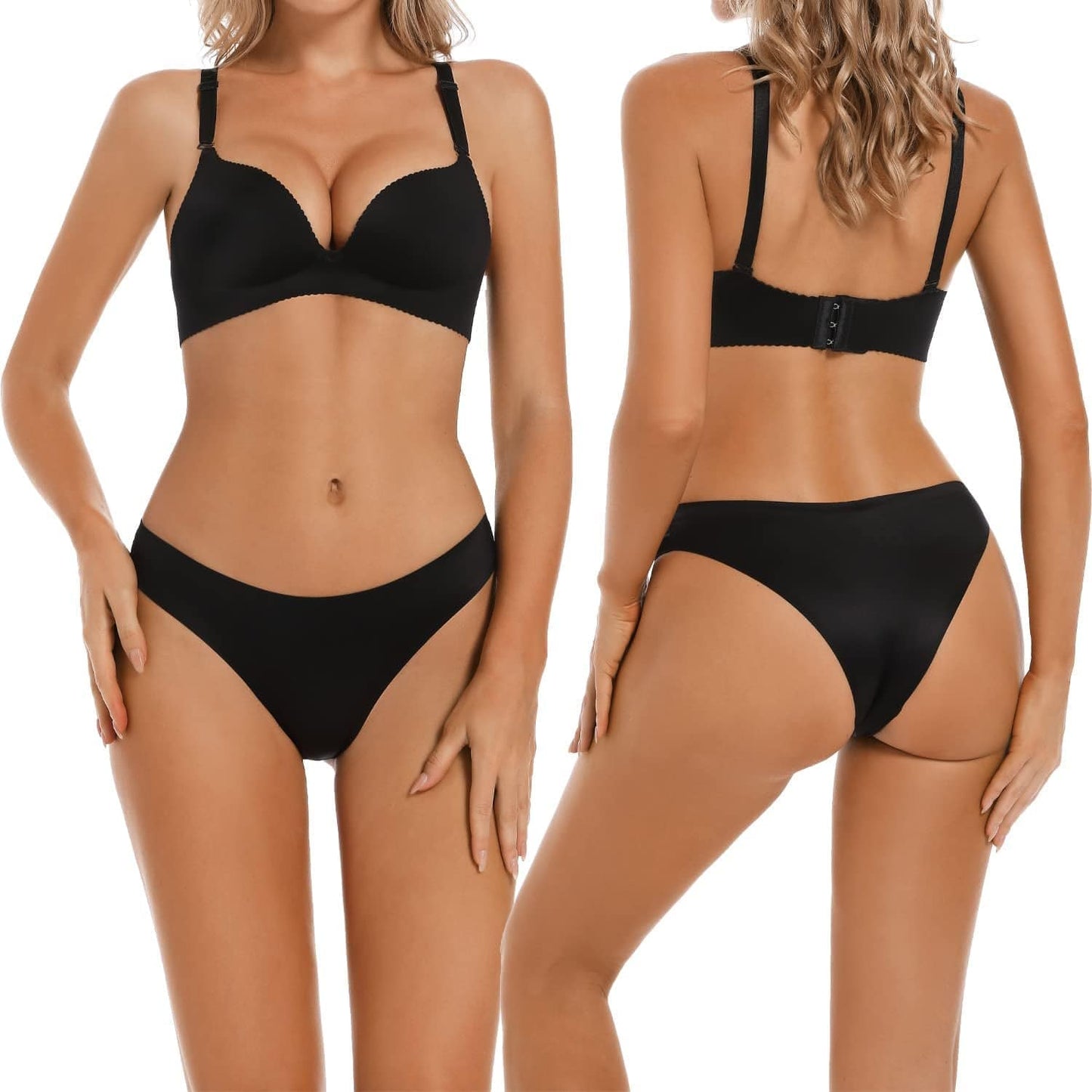 VISSAY Seamless Thongs for Women No Show Panties Underwear Womens Breathable Comfortable Ice Silk Half Back Coverage Panties