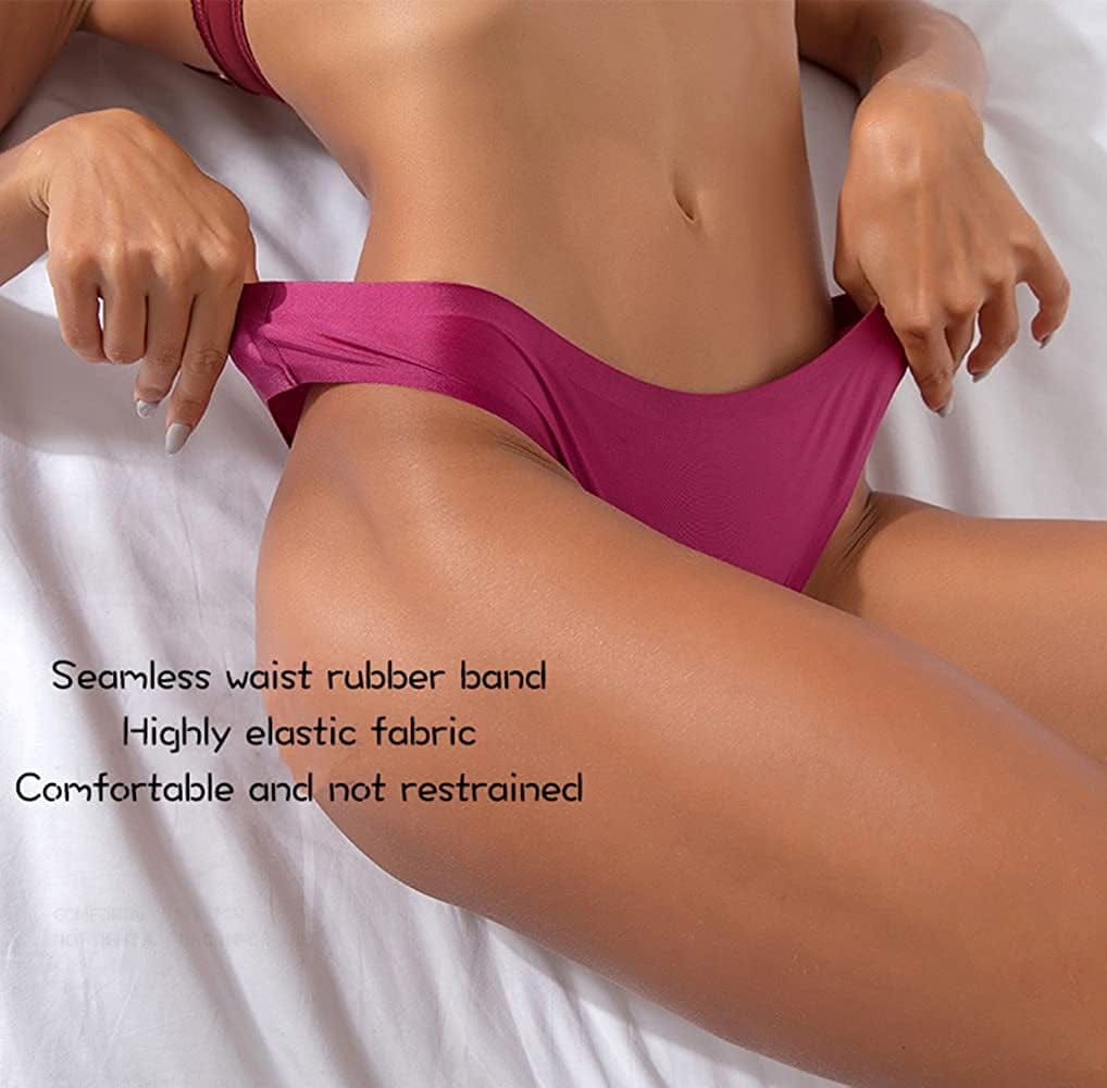 VISSAY Seamless Thongs for Women No Show Panties Underwear Womens Breathable Comfortable Ice Silk Half Back Coverage Panties