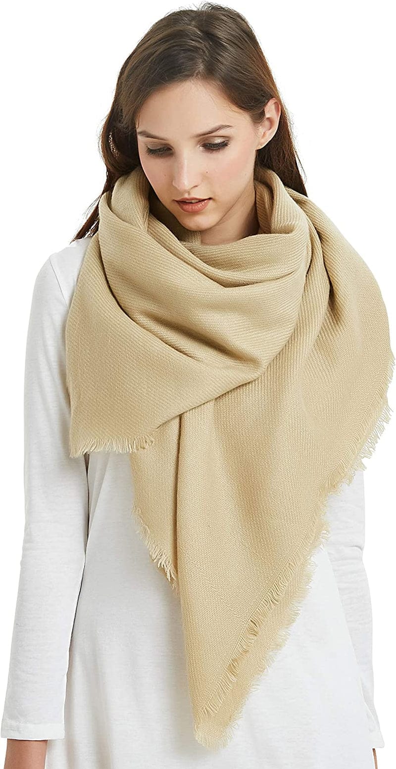 VIVIAN & VINCENT Soft Classic Luxurious Blanket Solid Color Square Scarf Wrap Apparel & Accessories > Clothing Accessories > Scarves & Shawls VIVIAN & VINCENT Dark Beige  