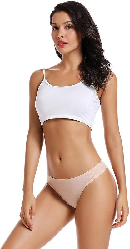 Voenxe Seamless Thongs for Women No Show Thong Underwear Women 5-10 Pack