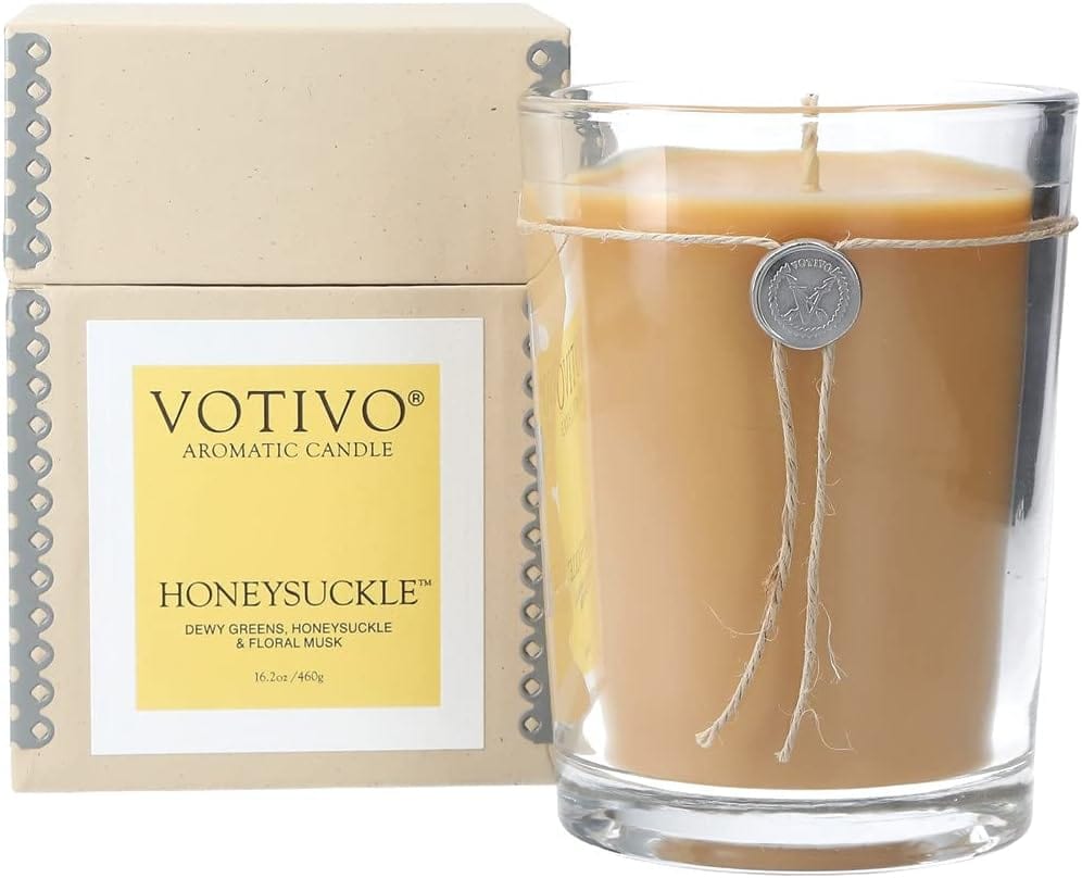 Votivo Red Currant 16.2 Oz Aromatic Large Candle | Soy Wax Blend | Luxury Glass Jar Scented Candle & Box | Candles for Home Scented | Candle Gifts | Long Burning & Highly Scented Honeysuckle