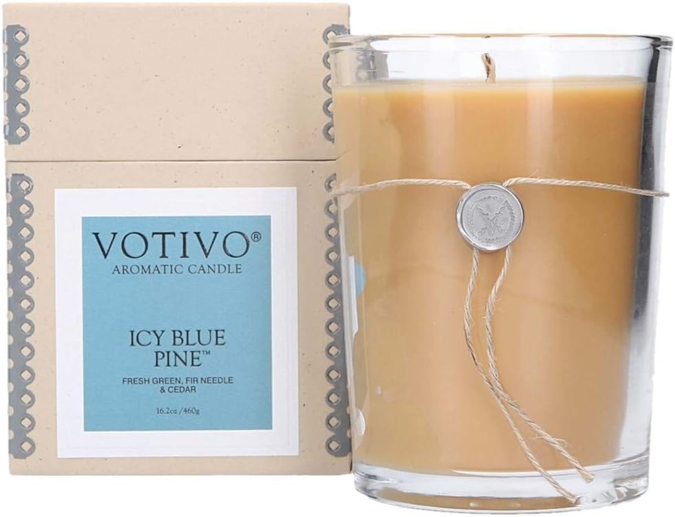 Votivo Red Currant 16.2 Oz Aromatic Large Candle | Soy Wax Blend | Luxury Glass Jar Scented Candle & Box | Candles for Home Scented | Candle Gifts | Long Burning & Highly Scented Icy Blue Pine