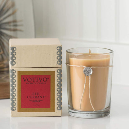 Votivo Red Currant 16.2 Oz Aromatic Large Candle | Soy Wax Blend | Luxury Glass Jar Scented Candle & Box | Candles for Home Scented | Candle Gifts | Long Burning & Highly Scented