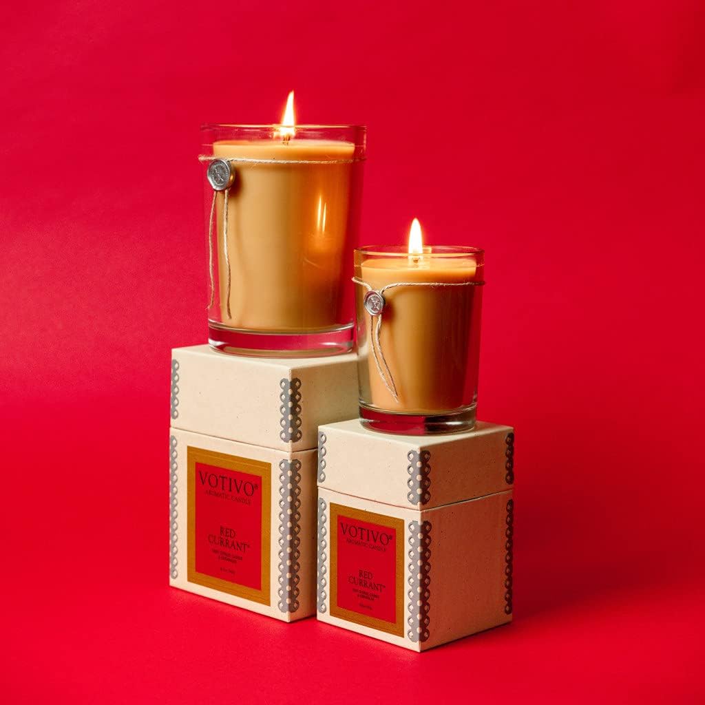 Votivo Red Currant 16.2 Oz Aromatic Large Candle | Soy Wax Blend | Luxury Glass Jar Scented Candle & Box | Candles for Home Scented | Candle Gifts | Long Burning & Highly Scented