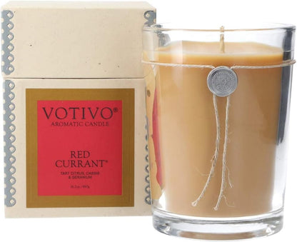 Votivo Red Currant 16.2 Oz Aromatic Large Candle | Soy Wax Blend | Luxury Glass Jar Scented Candle & Box | Candles for Home Scented | Candle Gifts | Long Burning & Highly Scented Red Currant