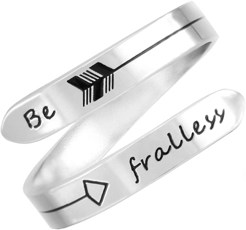 Vrycot Adjustable Inspirational Keep Going Ring Stainless Steel Adjustable Never Giver up Bands Cool Stacking Opening Gift for Women Statement be fralless