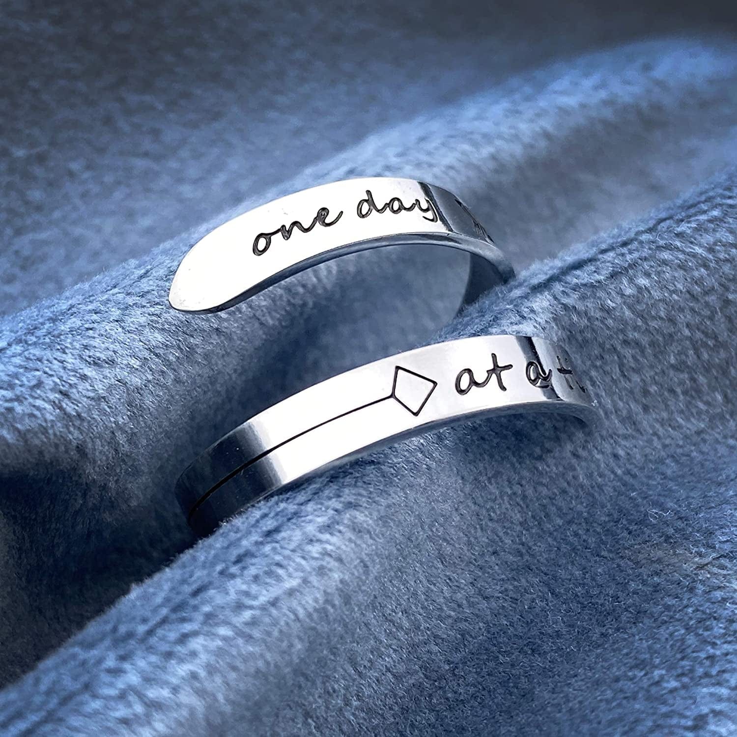 Vrycot Adjustable Inspirational Keep Going Ring Stainless Steel Adjustable Never Giver up Bands Cool Stacking Opening Gift for Women Statement