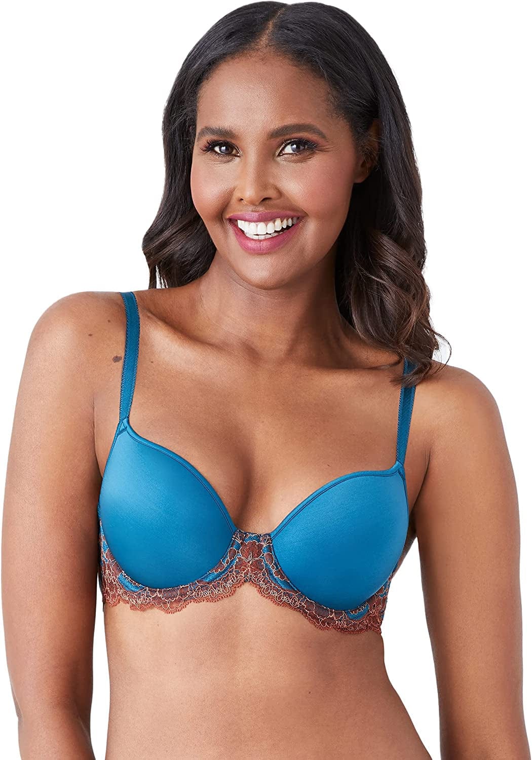 Wacoal Women'S Lace Affair T-Shirt Bra Blue Coral/Cherry Mahogany / 36D