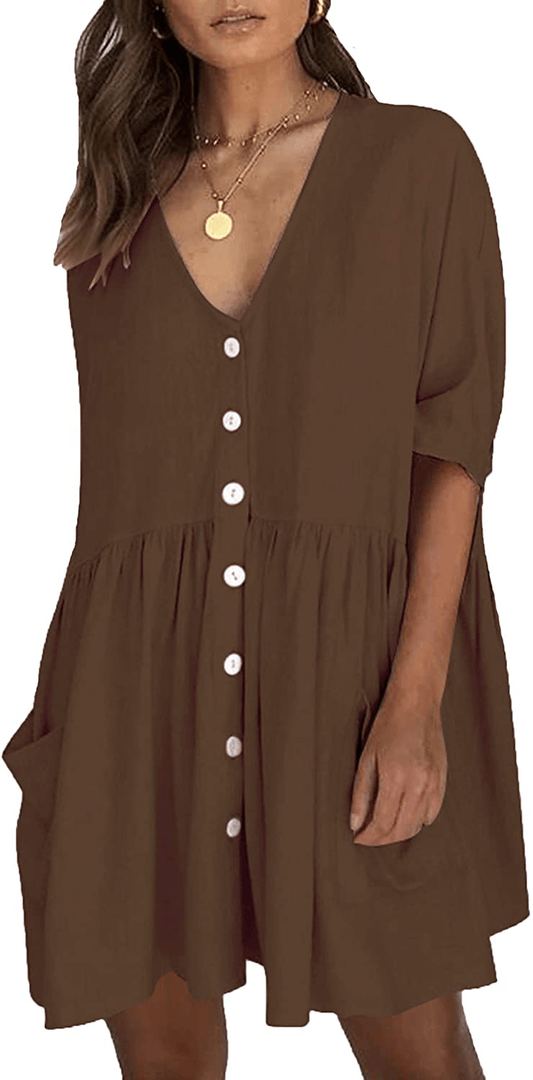 Wander Agio Beach Swimsuit for Women Sleeve Coverups Bikini Cover up Shirt Button Pocket down Skirt Apparel & Accessories > Clothing > Swimwear Kylie Max   