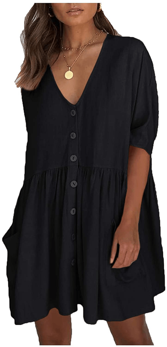 Wander Agio Beach Swimsuit for Women Sleeve Coverups Bikini Cover up Shirt Button Pocket down Skirt Apparel & Accessories > Clothing > Swimwear Kylie Max   