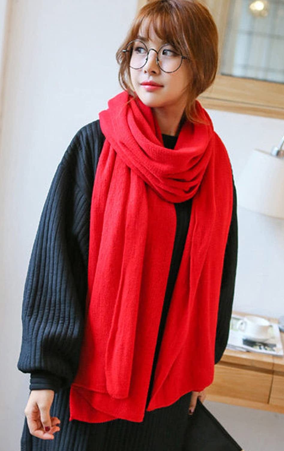 Wander Agio Womens Warm Winter Infinity Scarves Set Blanket Scarf Pure Color Apparel & Accessories > Clothing Accessories > Scarves & Shawls Wander Agio   
