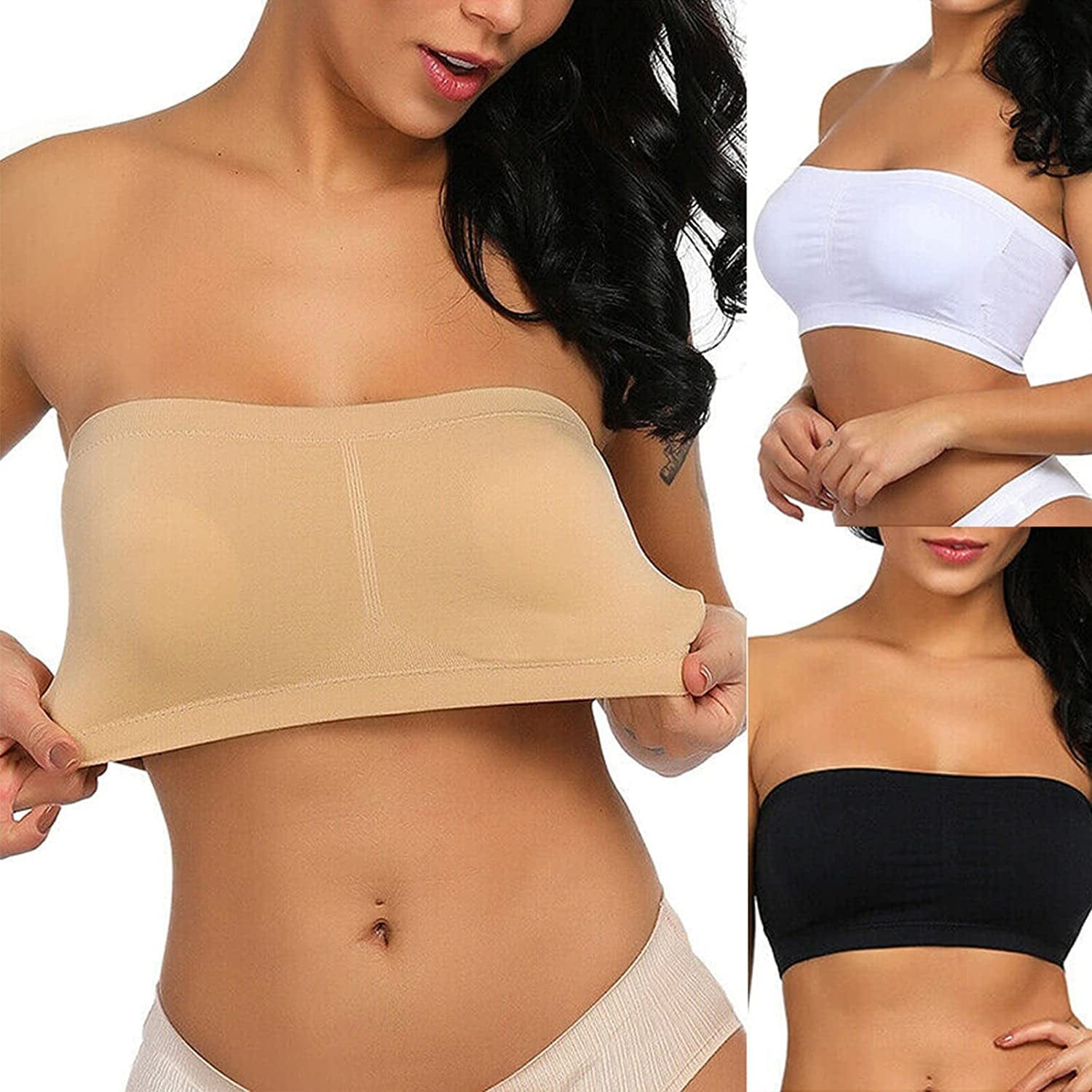 Wanture Women'S Padded Bandeau Bra, Strapless Basic Layer Summer Tube Top Bra Bralettes for Women 1-3 Packs