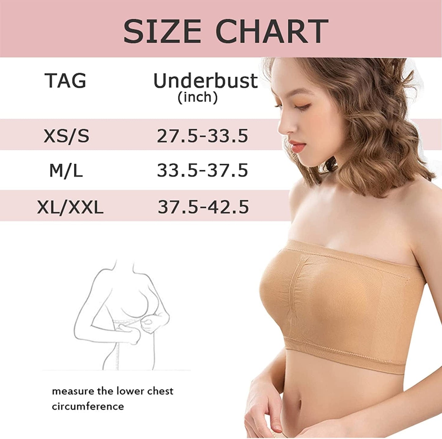 Wanture Women'S Padded Bandeau Bra, Strapless Basic Layer Summer Tube Top Bra Bralettes for Women 1-3 Packs