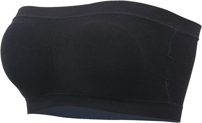 Wanture Women'S Padded Bandeau Bra, Strapless Basic Layer Summer Tube Top Bra Bralettes for Women 1-3 Packs Black / Medium