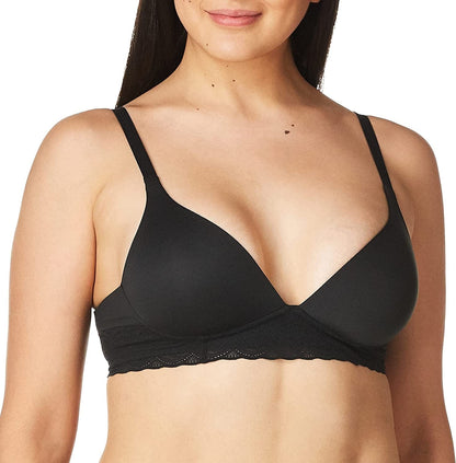 Warner'S Women'S Blissful Benefits Ultrasoft with Lace Wirefree Contour Bra Black / 38C