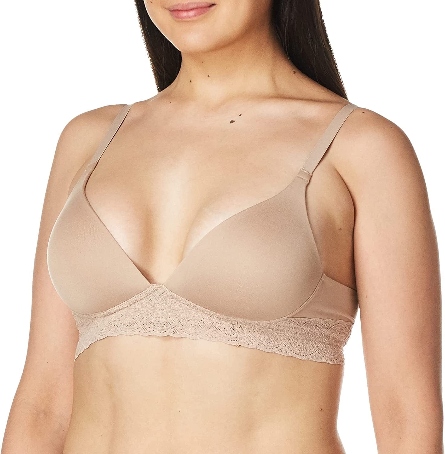 Warner'S Women'S Blissful Benefits Ultrasoft with Lace Wirefree Contour Bra Toasted Almond / 38C