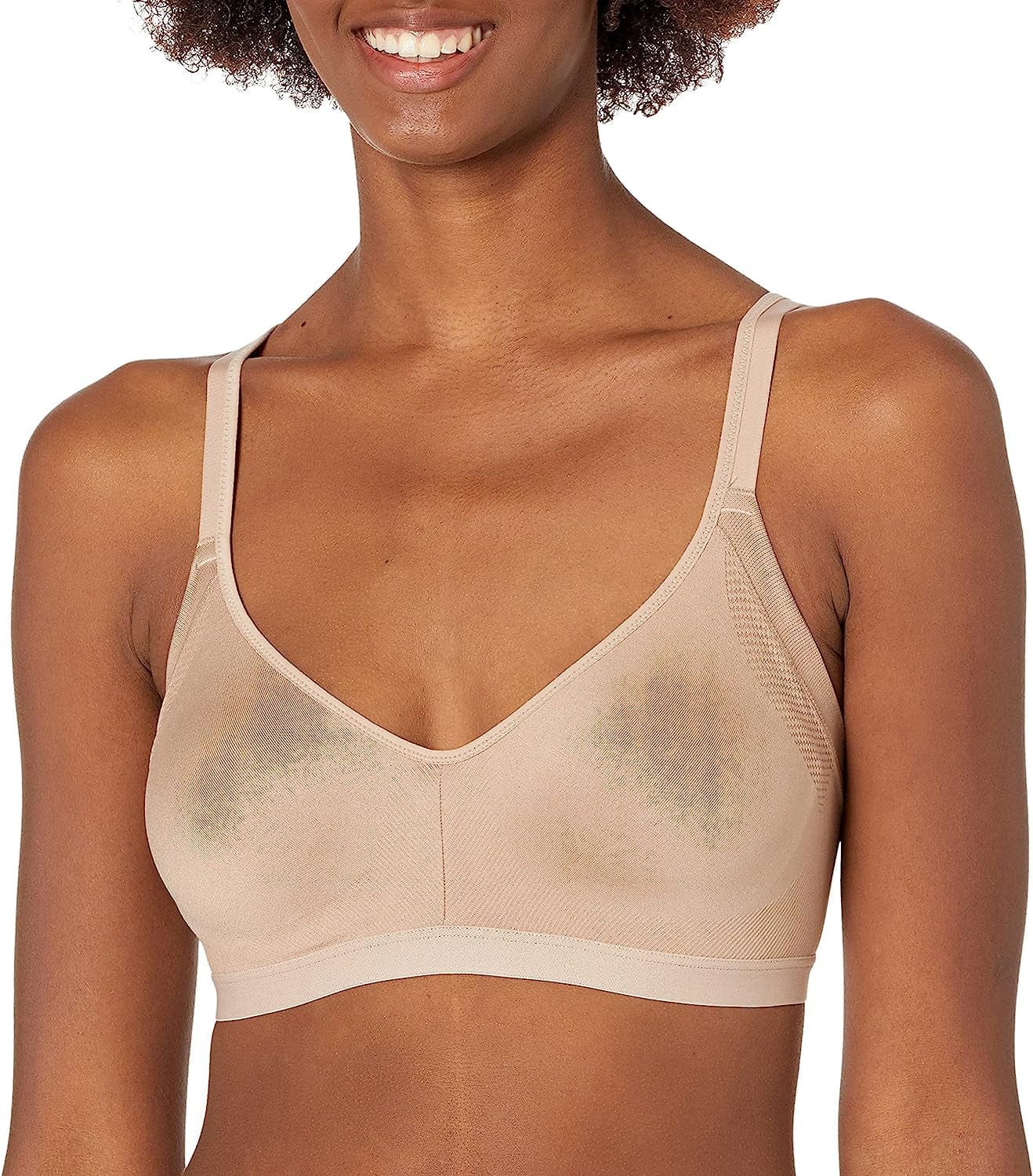 Warner'S Women'S Blissful Benefits Underarm-Smoothing with Seamless Stretch Wireless Lightly Lined Comfort Bra Rm3911W Toasted Almond / Large