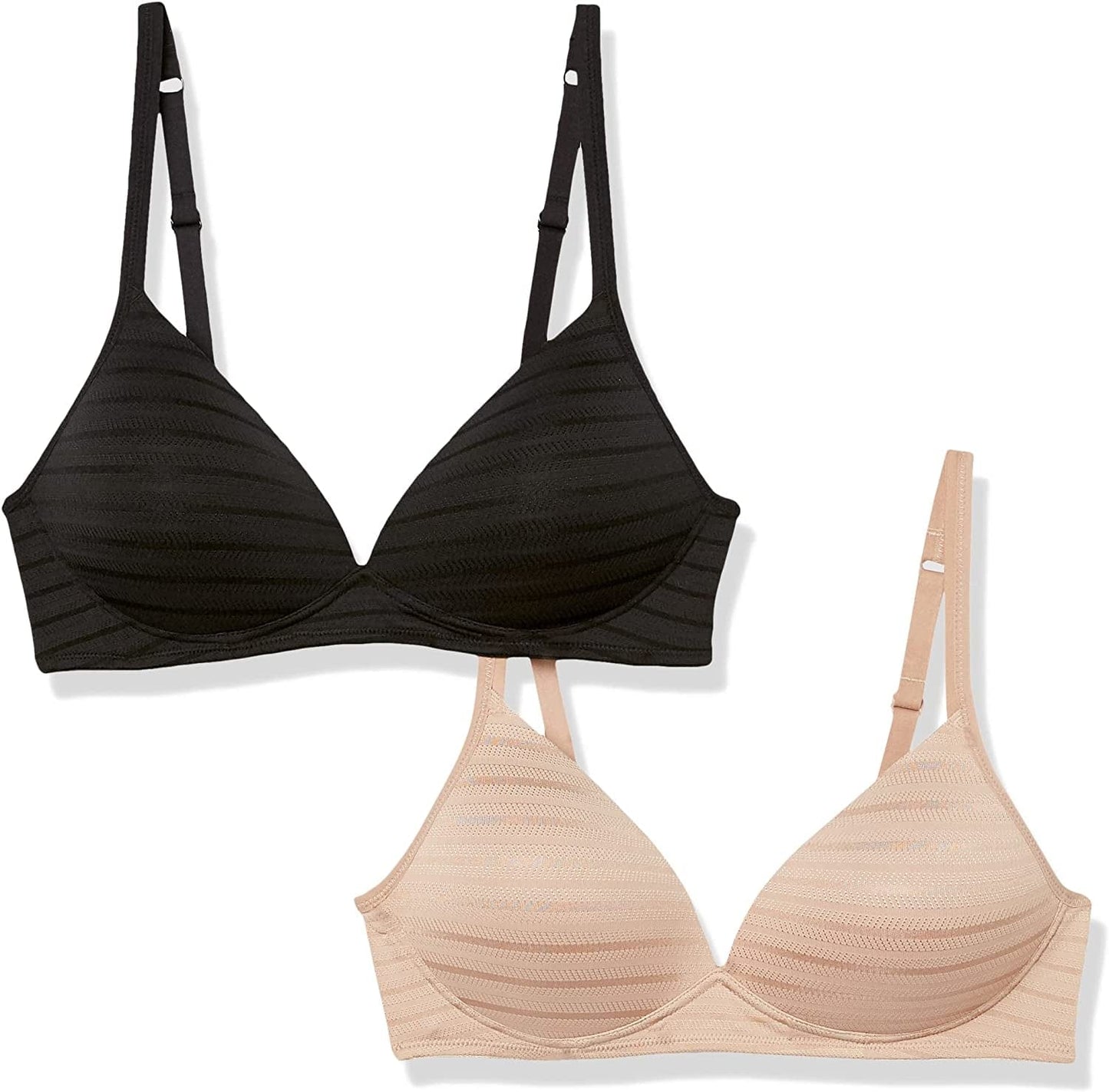 Warner'S Women'S Blissful Benefits Wireless Lift T-Shirt Bra 2-Pack Rn1102W Toasted Almond/ Black / 34C