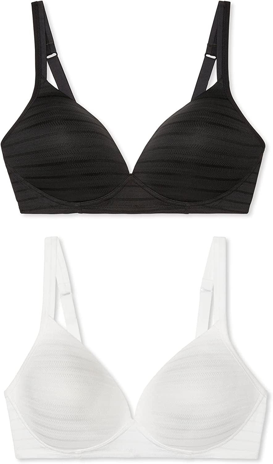 Warner'S Women'S Blissful Benefits Wireless Lift T-Shirt Bra 2-Pack Rn1102W White/ Black / 34C