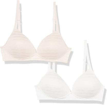 Warner'S Women'S Blissful Benefits Wireless Lift T-Shirt Bra 2-Pack Rn1102W White/ Rosewater / 36A