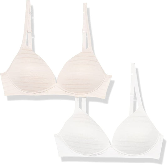 Warner'S Women'S Blissful Benefits Wireless Lift T-Shirt Bra 2-Pack Rn1102W White/ Rosewater / 36A