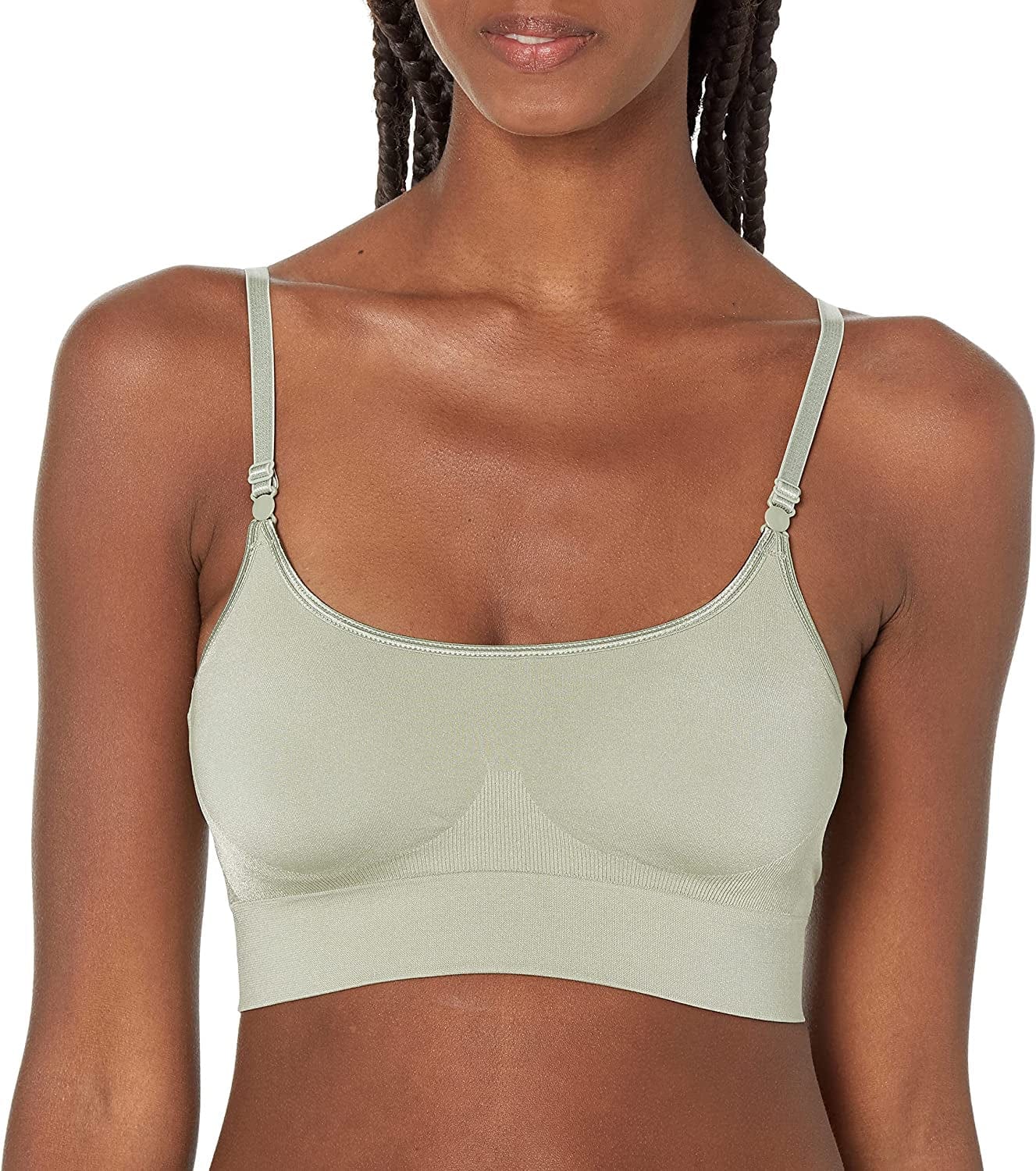 Warner'S Women'S Easy Does It Dig-Free Band with Seamless Stretch Wireless Lightly Lined Convertible Comfort Bra Rm0911A Seagrass / Large