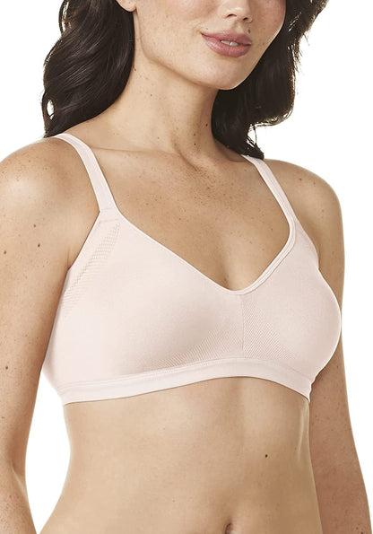 Warner'S Women'S Easy Does It Underarm Smoothing with Seamless Stretch Wireless Lightly Lined Comfort Bra Rm3911A Rosewater / Medium