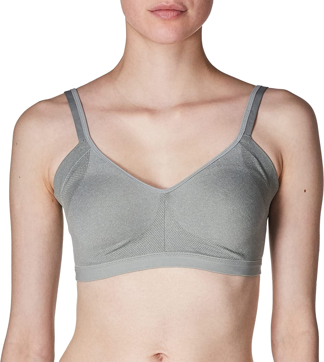 Warner'S Women'S Easy Does It Underarm Smoothing with Seamless Stretch Wireless Lightly Lined Comfort Bra Rm3911A Grey Heather / Medium