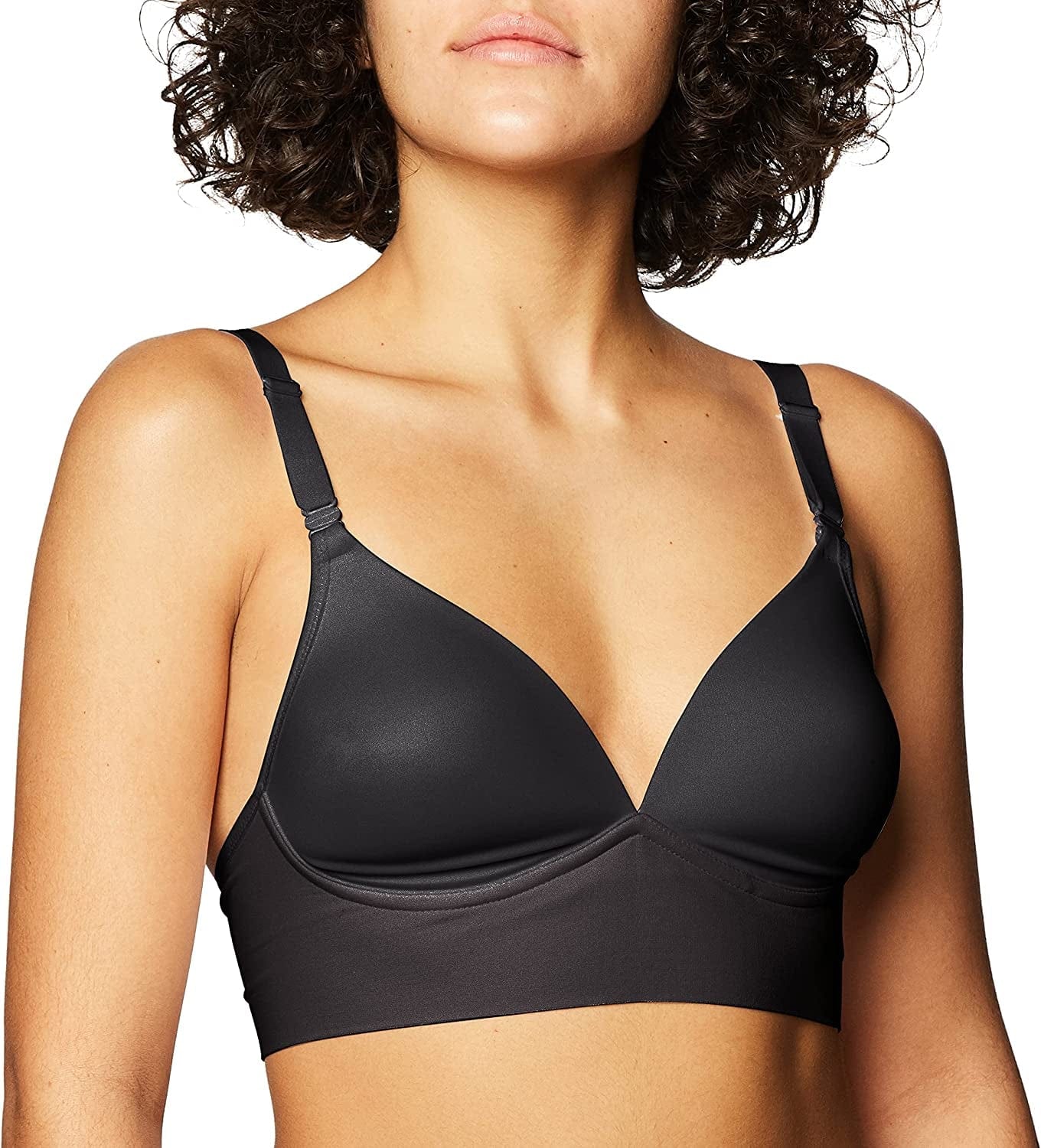 Warner'S Women'S Elements of Bliss Smoothing Support with Seamless Band Wireless Lightly Lined Comfort Bra Rm3741A Rich Black / 34C