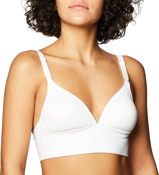 Warner'S Women'S Elements of Bliss Smoothing Support with Seamless Band Wireless Lightly Lined Comfort Bra Rm3741A White / 38D