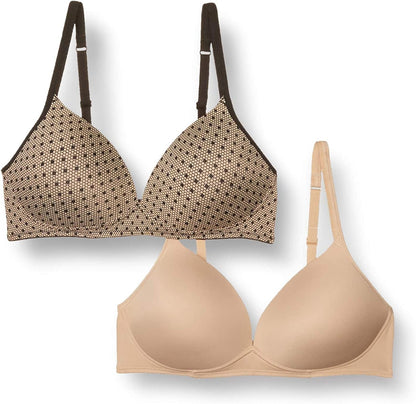 Warner'S Women'S Elements of Bliss Wirefree Lift Bra Toasted Almond/Black Lace Print / 2 / 38C