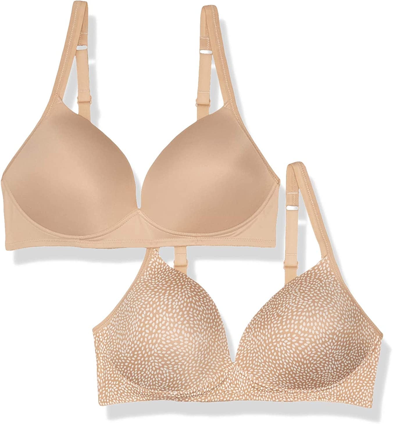 Warner'S Women'S Elements of Bliss Wirefree Lift Bra Toasted Almond/Rice Dot Print / 1 / 38B
