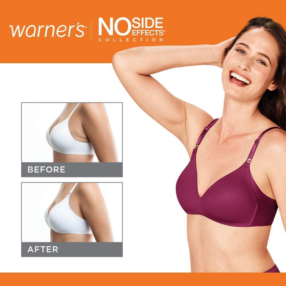 Warner'S Women'S No Side Effects Underarm-Smoothing Comfort Wireless Lightly Lined T-Shirt Bra 1056