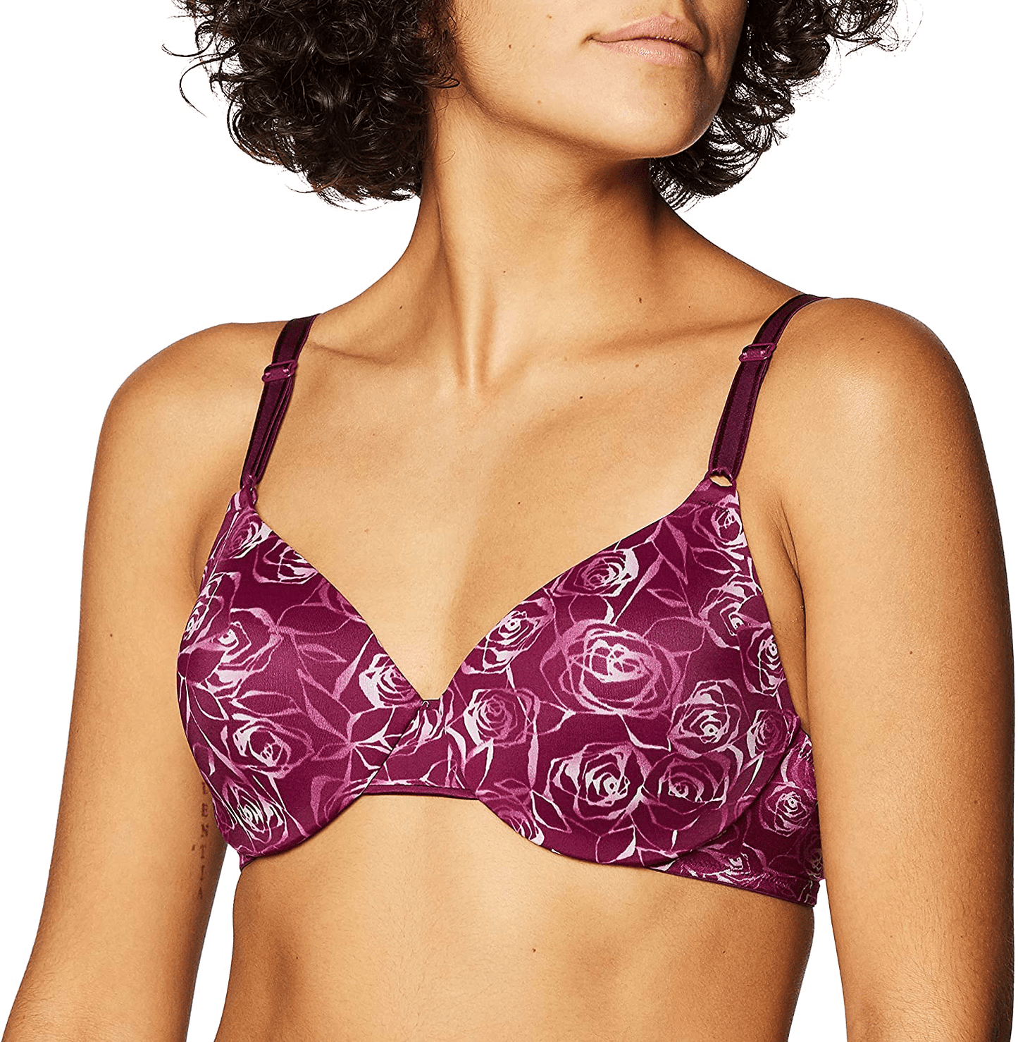 Warner’s Women’s This Is Not A Bra Full-Coverage Underwire Bra Rose Print Cabernet Jewel / 40C