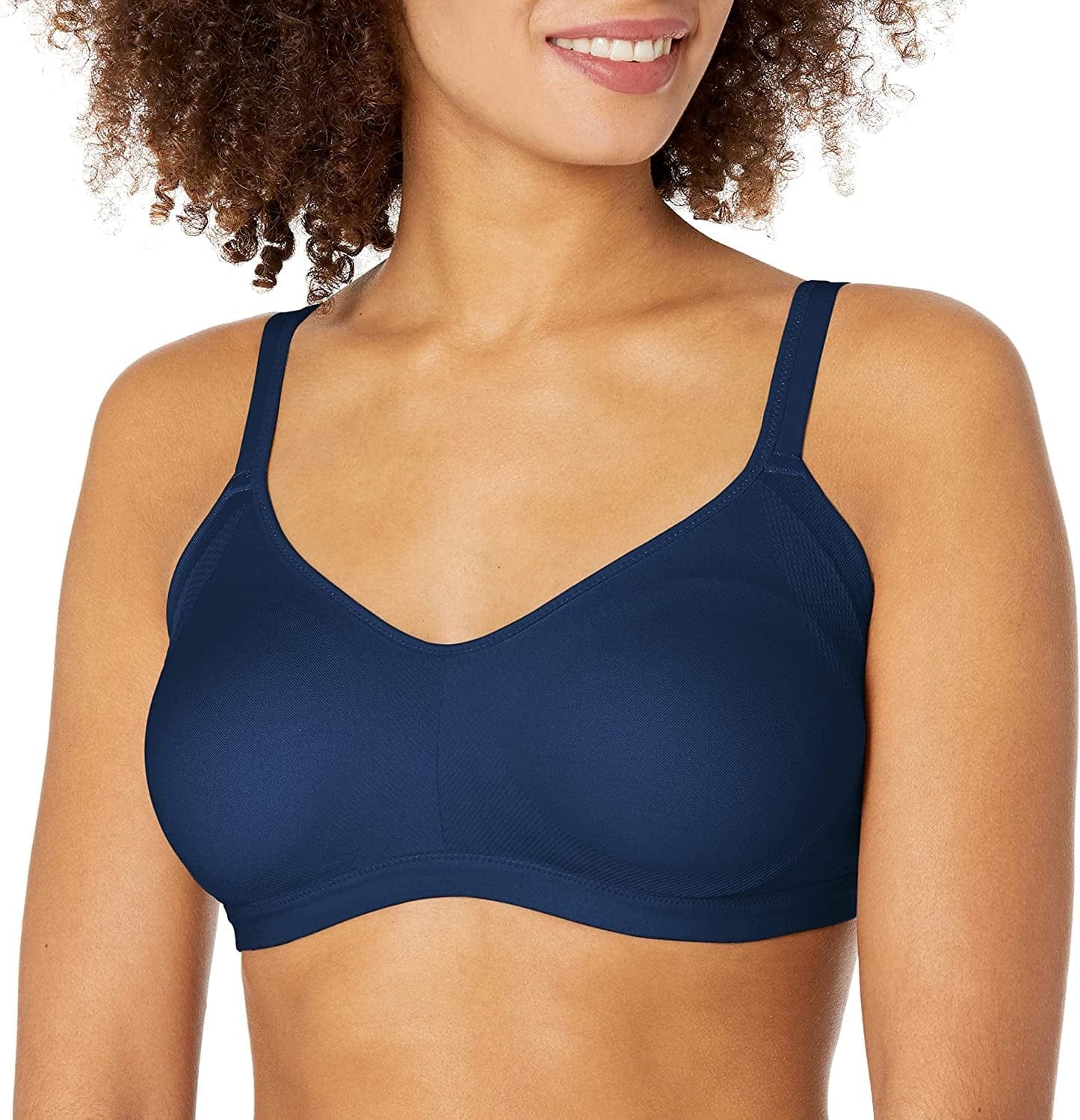 Warner'S Womens Simply Perfect Underarm Smoothing with Seamless Stretch Wireless Lightly Lined Comfort Bra Rm3911T Navy / Medium