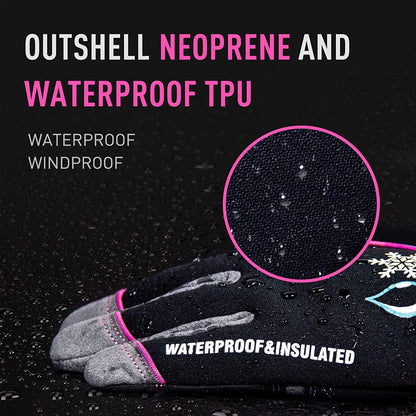 Waterproof Insulated Work Gloves, Thermal Winter Gloves for Men Women Touch Screen, Warm Ski Snowboard Cold Weather Gloves (Medium, Pink) Apparel & Accessories > Clothing Accessories > Gloves & Mittens HANDLANDY   