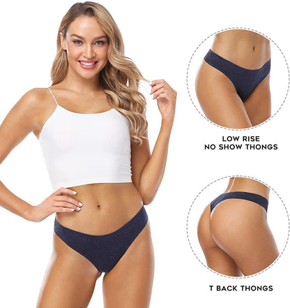 Wealurre Women'S Cotton Thong Breathable Panties Low Rise Underwear
