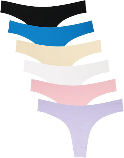 Wealurre Women'S Microfiber Low Rise No Show Thong Pantie B/W/a/Lp/Bl/Pu / Small