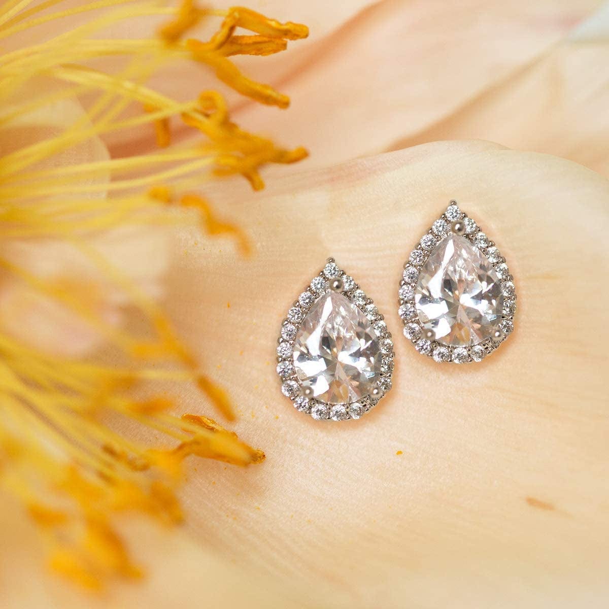 Wedding Bridesmaid Jewelry Gift - Pear Teardrop Stud Post or Clip on Earrings in Gold, Rose Gold, Silver