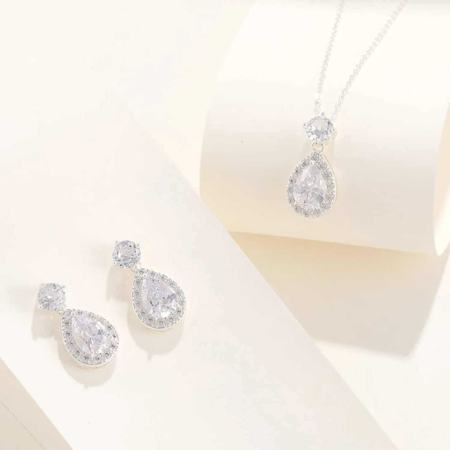 Wedding Bridesmaid Jewelry Set Necklace Earring Bracelet Wedding Jewelry Set 3A Cube Oxidation Jewelry Set Hypoallergenic Wedding Jewelry Bridesmaid Gift (Adjustable