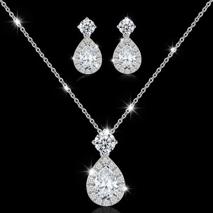 Wedding Bridesmaid Jewelry Set Necklace Earring Bracelet Wedding Jewelry Set 3A Cube Oxidation Jewelry Set Hypoallergenic Wedding Jewelry Bridesmaid Gift (Adjustable